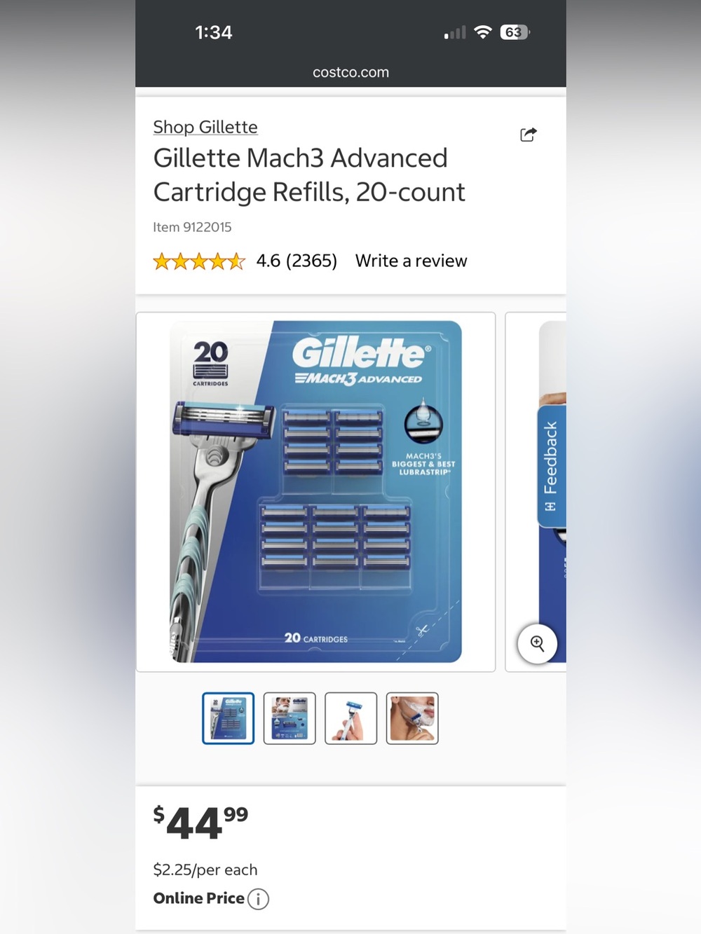 Mach3 Advanced Replacement Razor Cartridges — Blue, 20 Pack - Picture 2 of 4